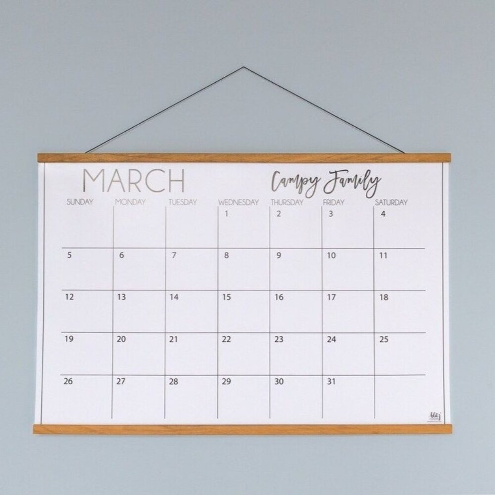 Blitz Wall Calendar Feb-Dec 2026 36" x 24" & Matching Magnetic wall hanger